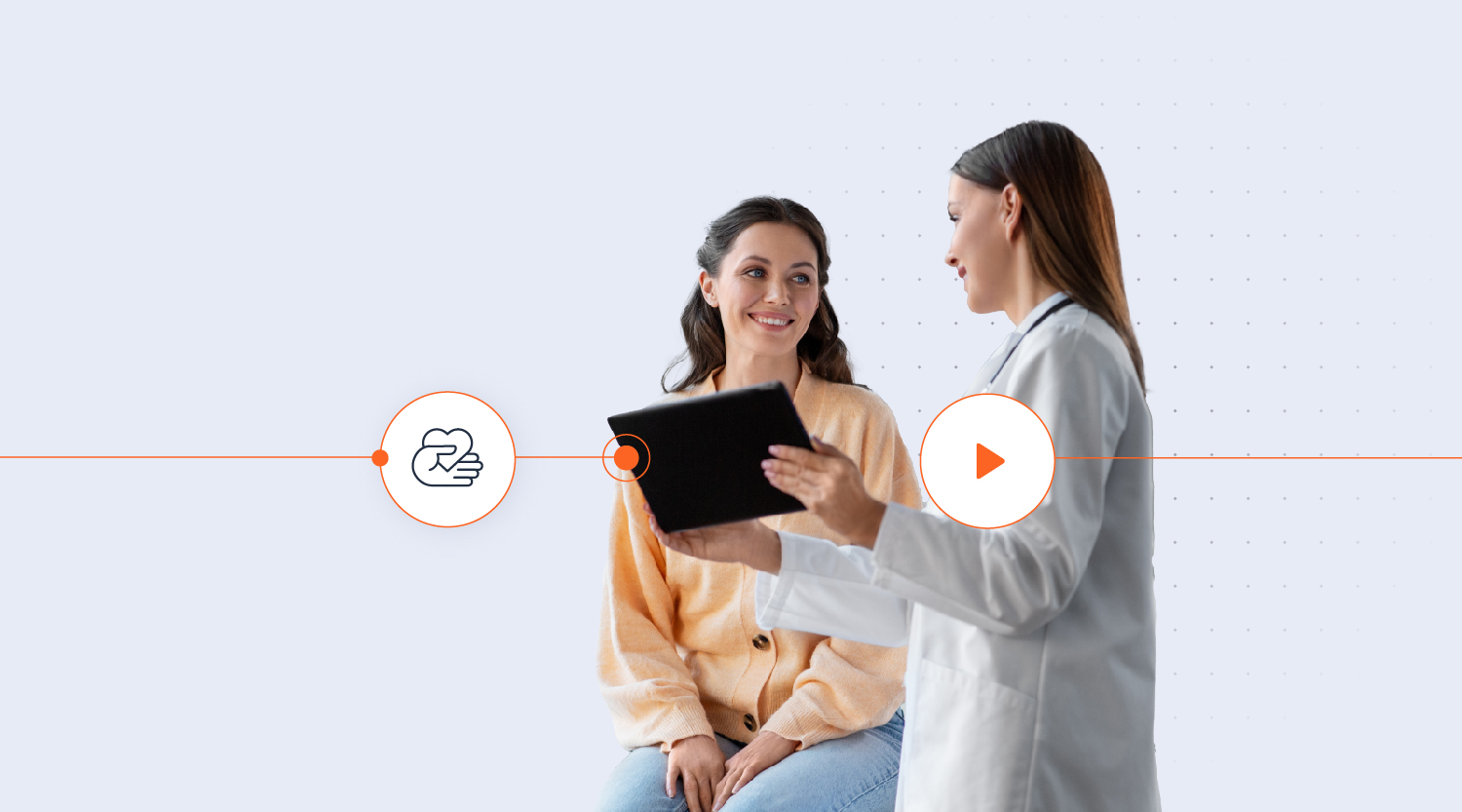 A decorative image. On the right, a pregnant woman sits on a sofa and looks at her smartphone. A chat bubble on the screen says, ‘Hi Mary! You have an ultrasound appointment booked for tomorrow at 11 am. Please confirm your arrival,’ with buttons labeled ‘Confirm’ and ‘Reschedule.’ A pink shield icon with a medical cross appears above the chat, and the Infobip logo in orange is displayed in the lower-left corner, emphasizing secure, AI-powered patient communication and appointment management.