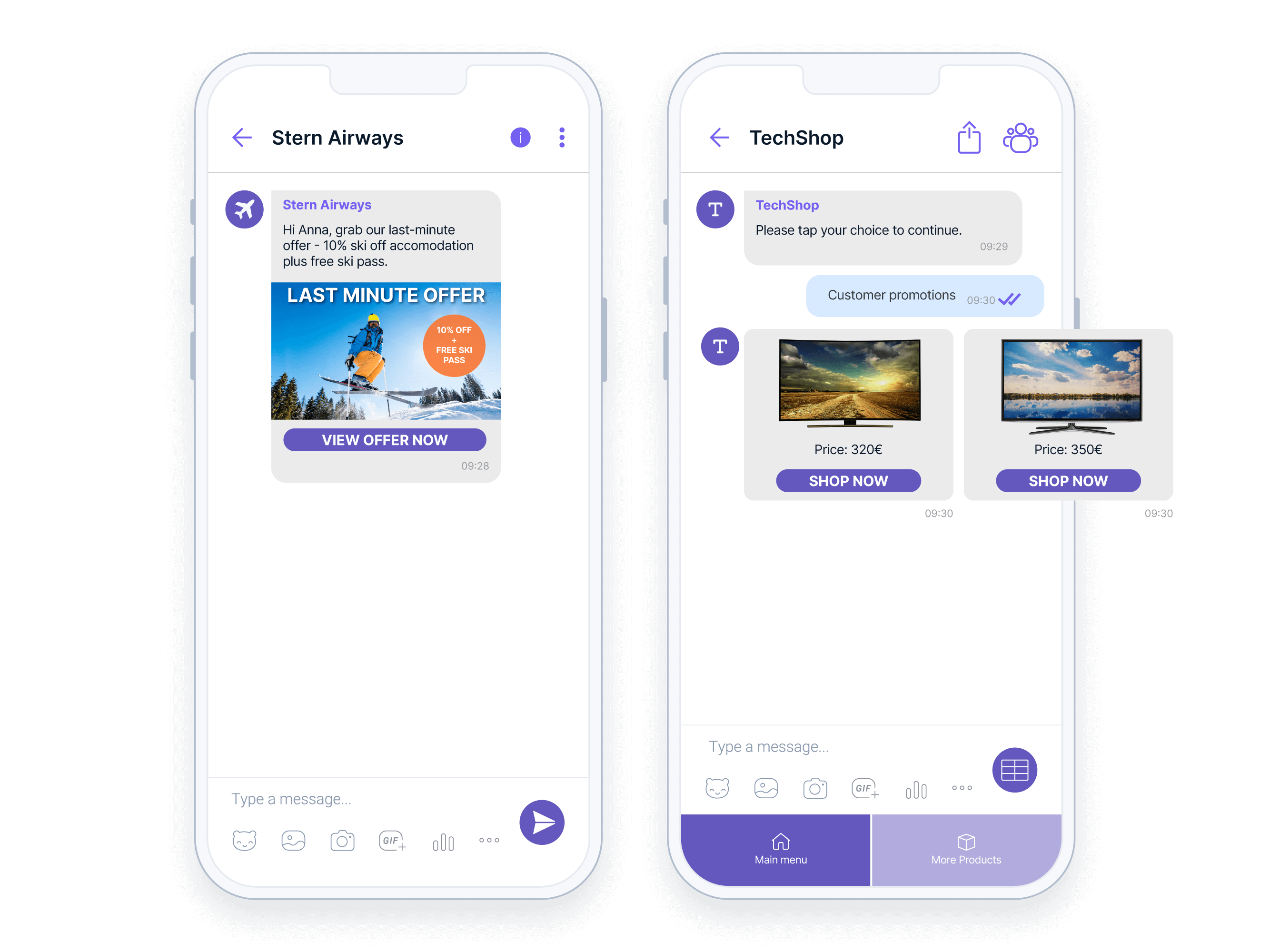 Viber promotional message examples