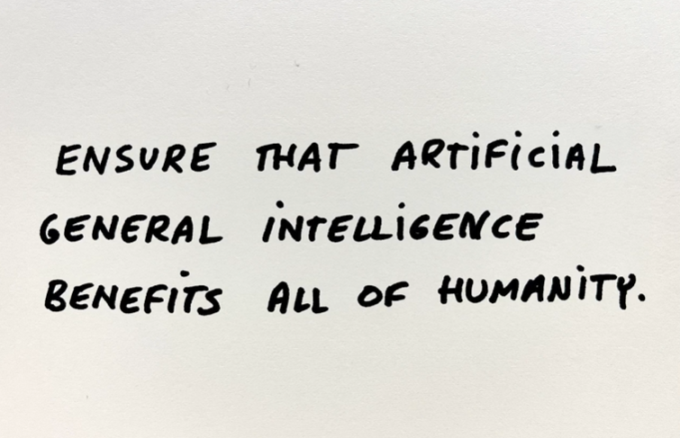 Screenshot from OpenAI of a graphic that says "Ensure that artificial intelligence benefits all of humanity".
