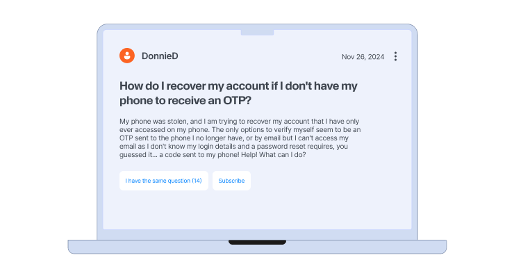 An example of a real user who has been locked out of their Google account after losing their phone.