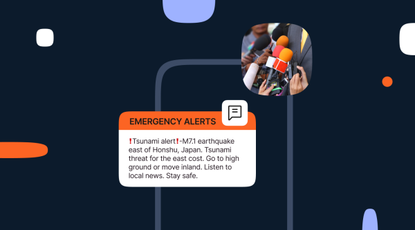 This infographic illustrates the importance of omnichannel crisis communication by showing how emergency alerts can be delivered through various channels, like text messages, to reach people quickly and effectively during a disaster.