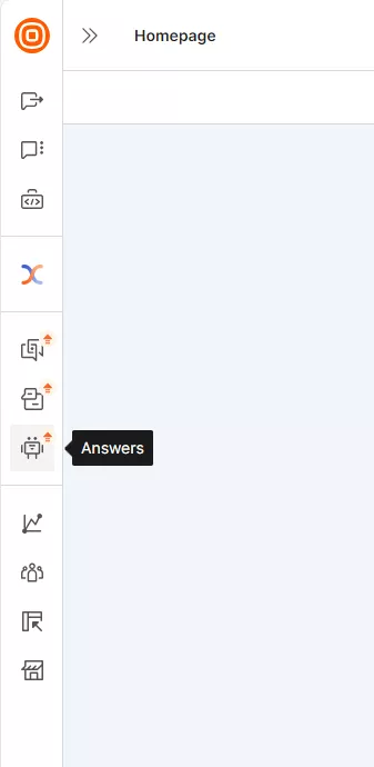 Screenshot showing where Answers can be found in the portal menu.