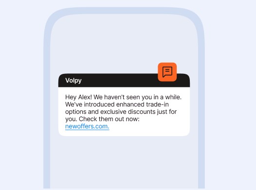 Imagen de una campaña de marketing móvil vía SMS para Volpy.