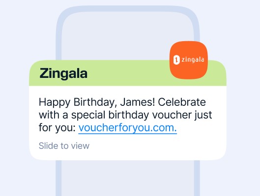 Imagen automática celebrando el cumpleaños del cliente y ofreciéndole cupón.