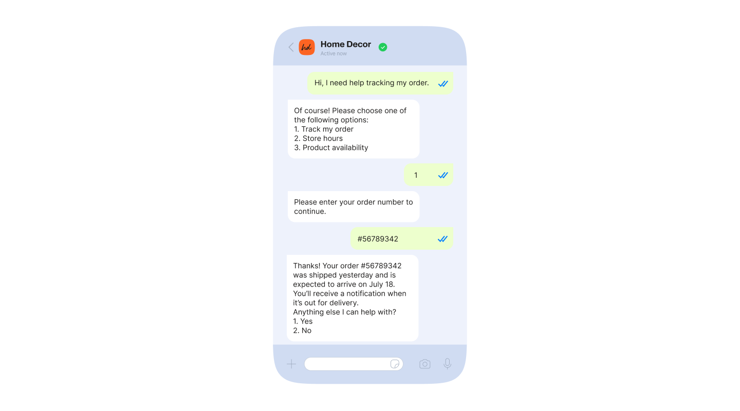 An example of a rule-based chatbot