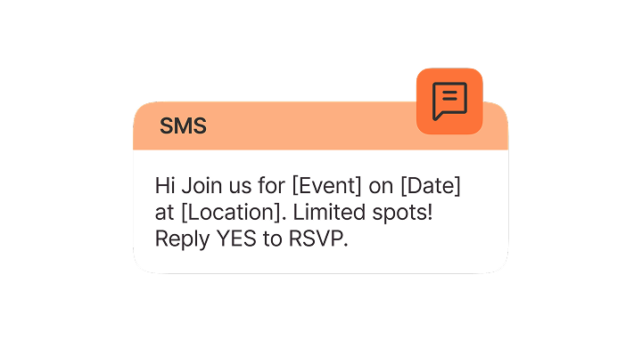 Join us for [Event] on [Date] at [Location]. Limited spots! Reply YES to RSVP.