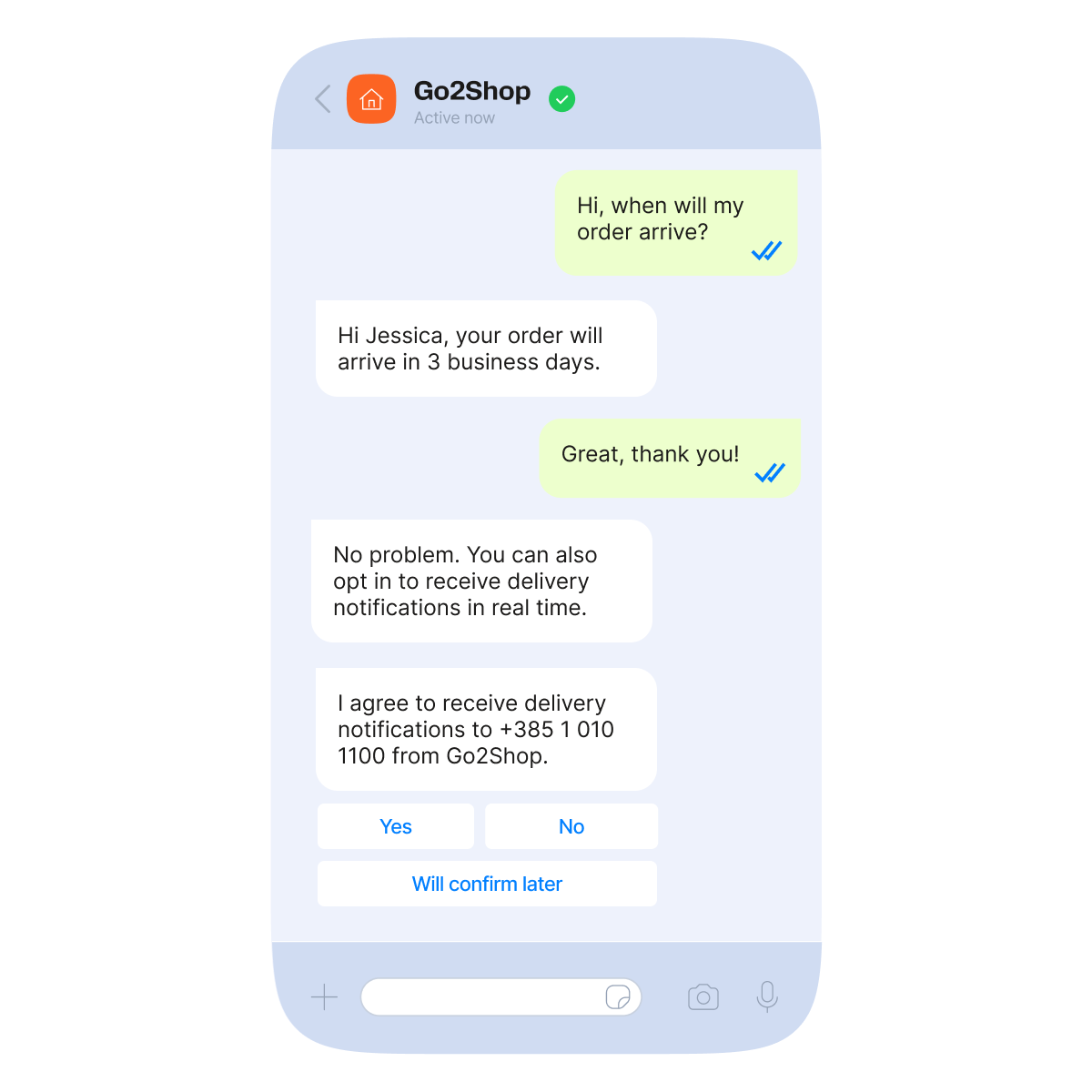 WhatsApp Utility Messages opt-in and chat