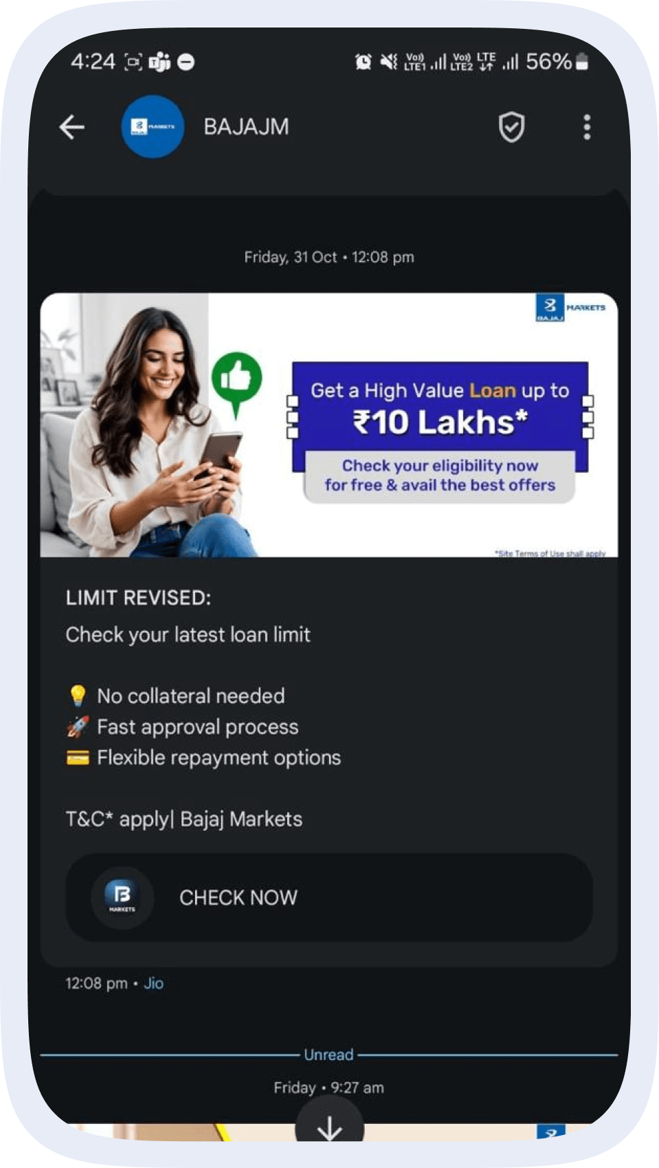 Bajaj Markets loan approval process using RCS