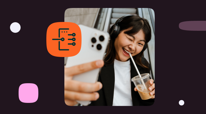 How to choose the best customer engagement platform in 2026 banner with Infobip logo and a smiling woman wearing headphones taking a selfie while holding an iced coffee.