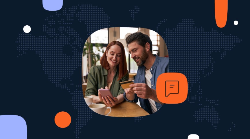 Hombre y mujer en una cafetería pagando la cuenta.