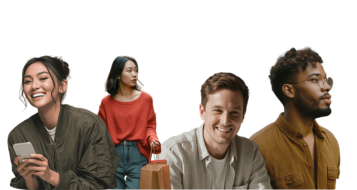 A diverse group of four people representing different customer profiles.