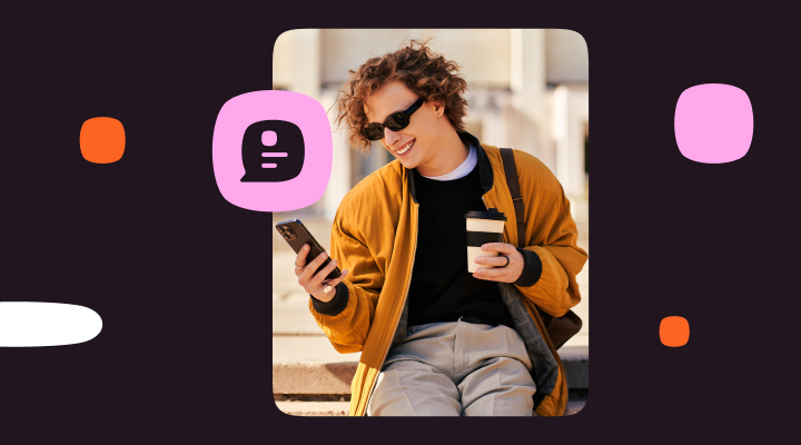 Person checking their phone outdoors, representing RCS for Business mobile messaging