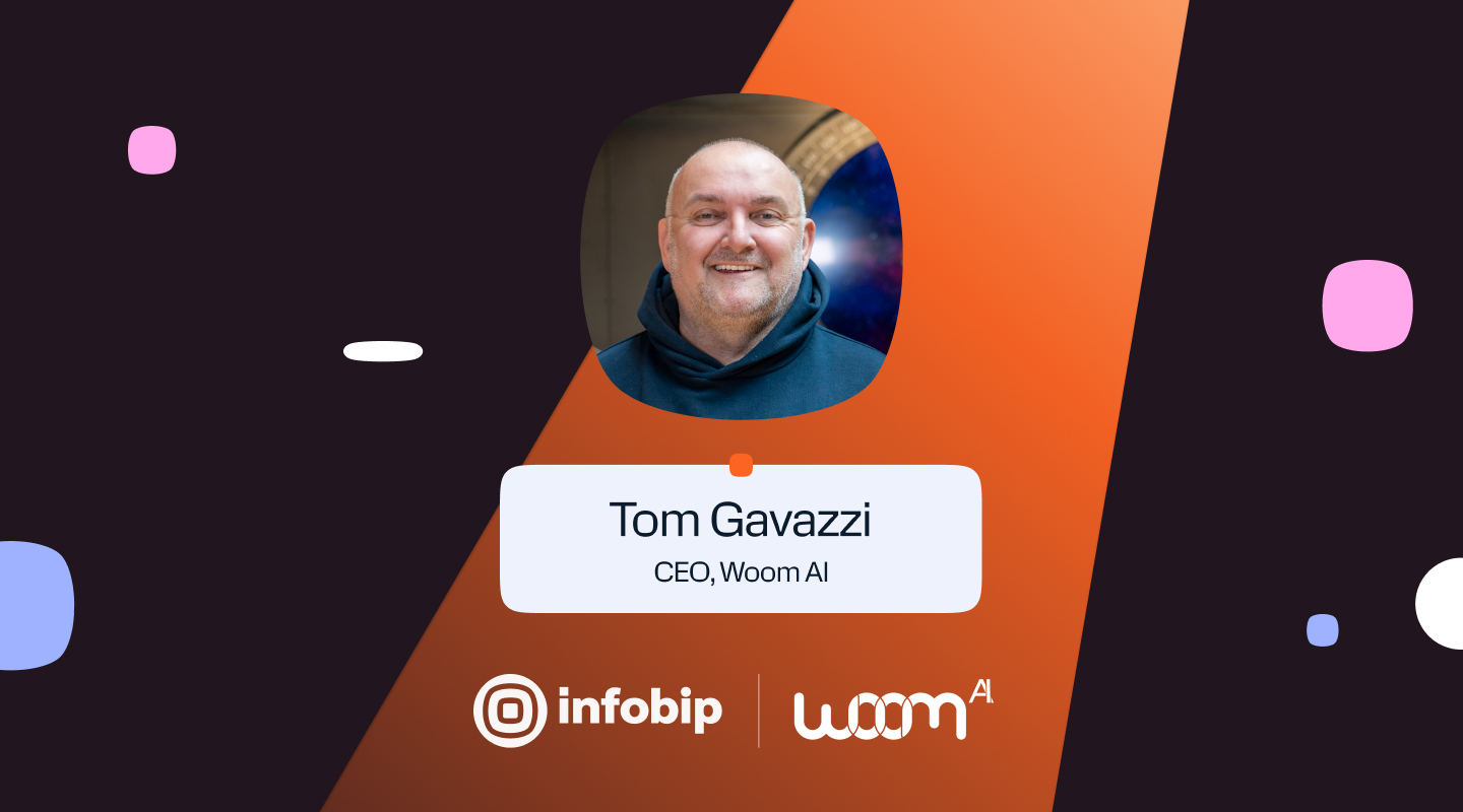 Featured image with Tom Gavazzi, CEO of WoomAI with both logos from Infobip and WoomAI