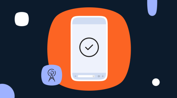 Illustration of a mobile phone with a checkmark on the screen, symbolizing successful number verification.