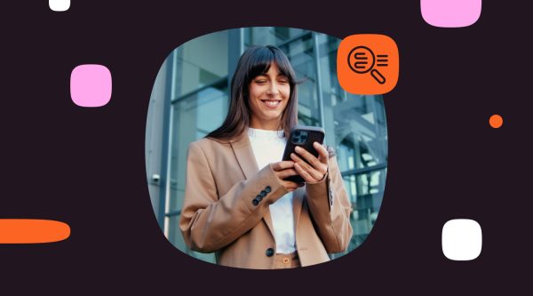 Woman using a smartphone while exploring customer data collection methods.