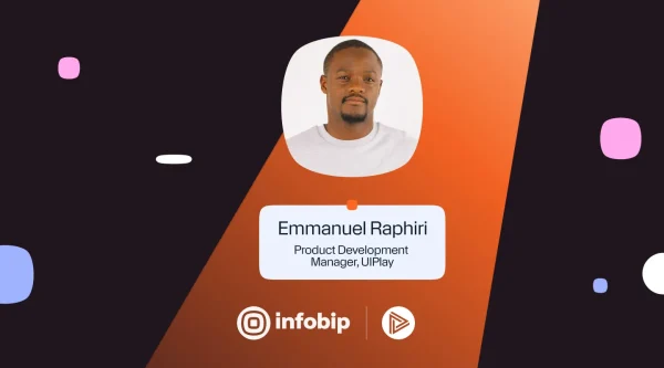 Portrait of Emmanuel Raphiri, Product Development Manager at UIPlay, with Infobip and UIPlay logos.