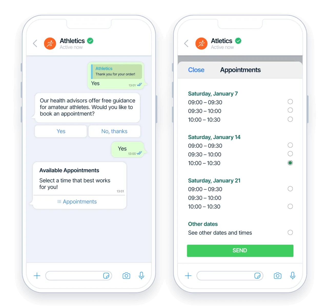 Conversación de WhatsApp para gestionar reservas y citas