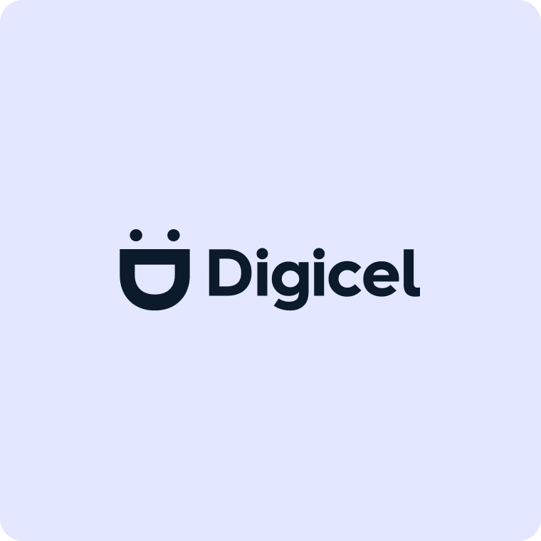 Digicel logo with a smiling “D” icon and wordmark