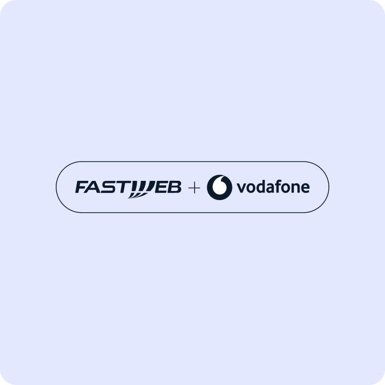 Fastweb + Vodafone logos inside a rounded badge, indicating a partnership